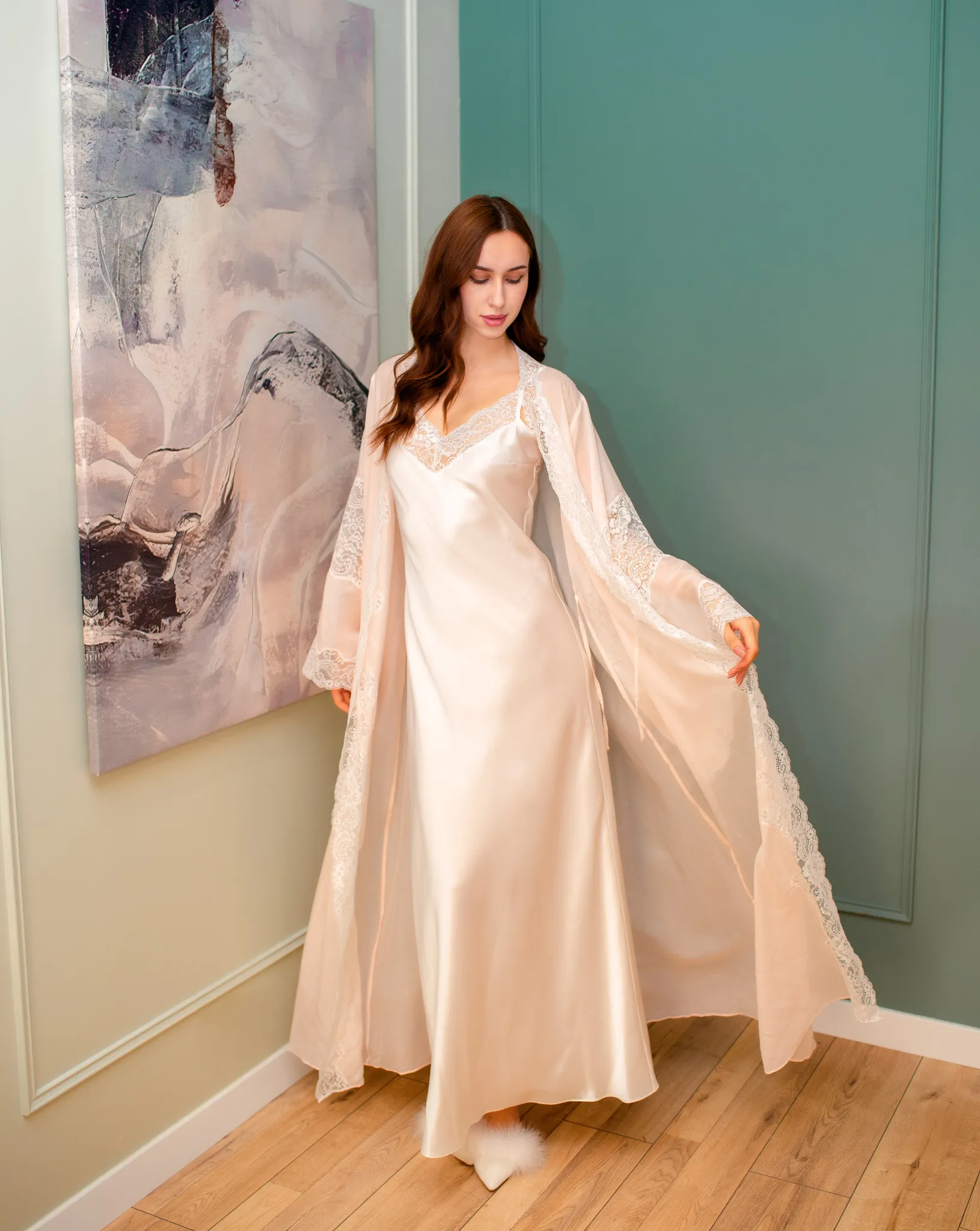 Mirabelle Silk Robe and Nightgown Set