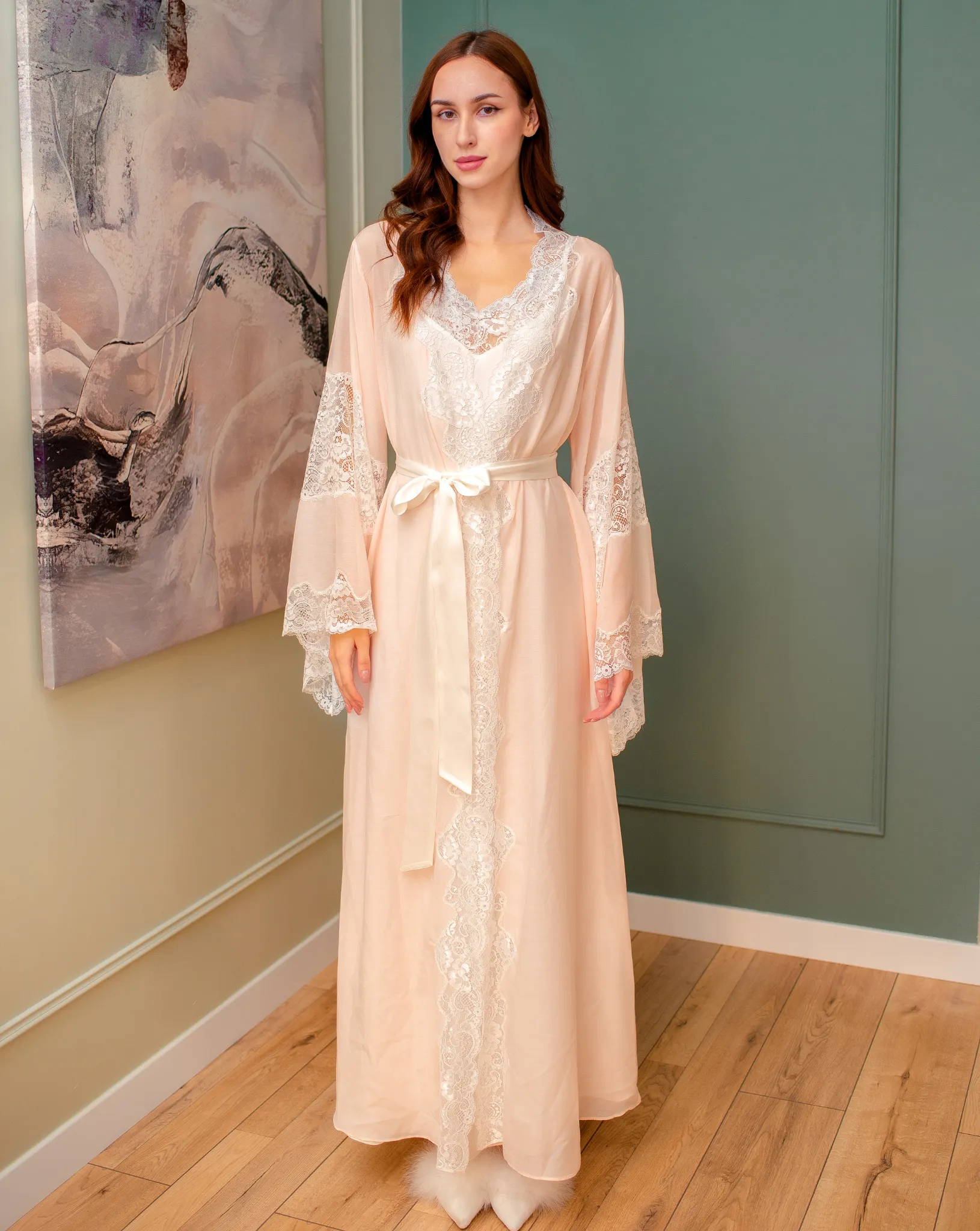 Mirabelle Silk Robe and Nightgown Set