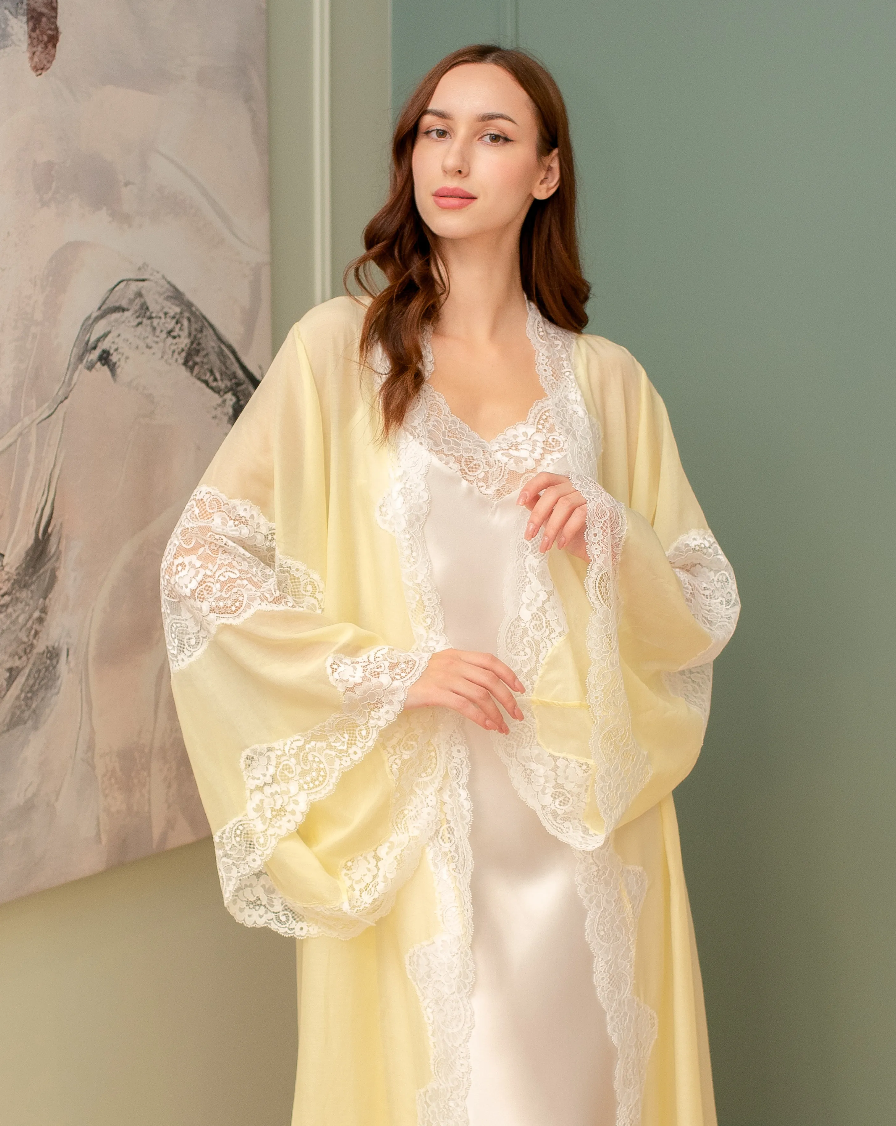 Mirabelle Silk Robe and Nightgown Set