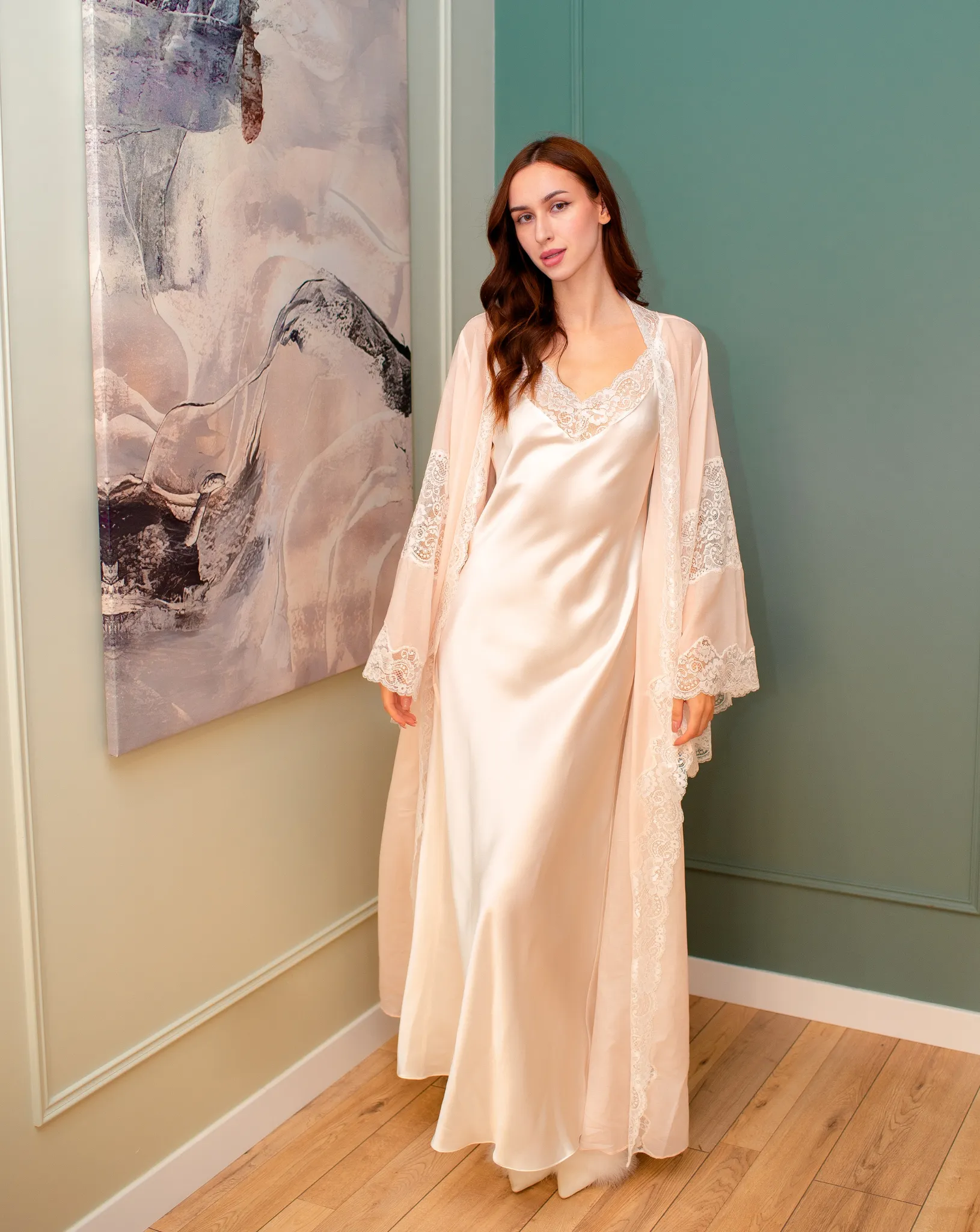 Mirabelle Silk Robe and Nightgown Set