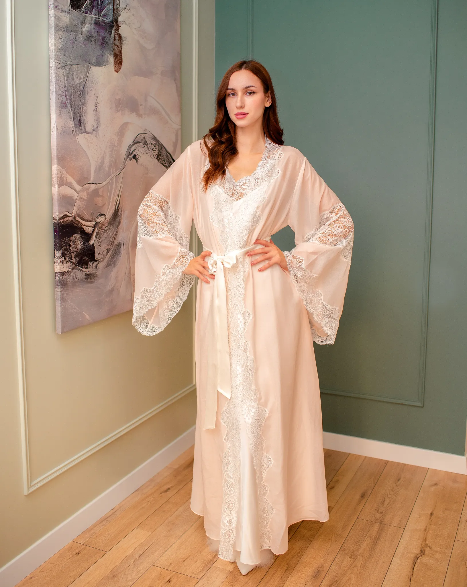 Mirabelle Silk Robe and Nightgown Set
