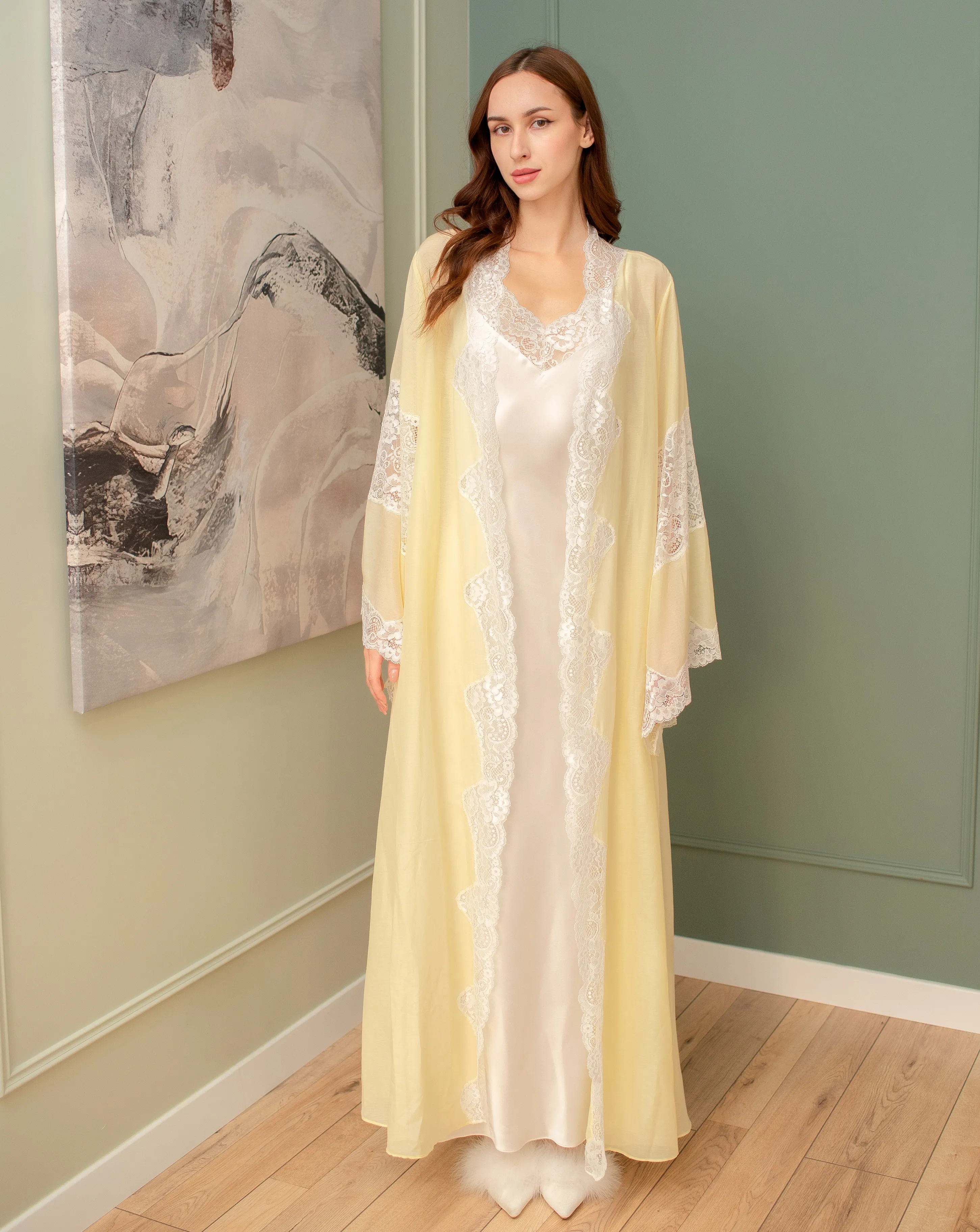 Mirabelle Silk Robe and Nightgown Set