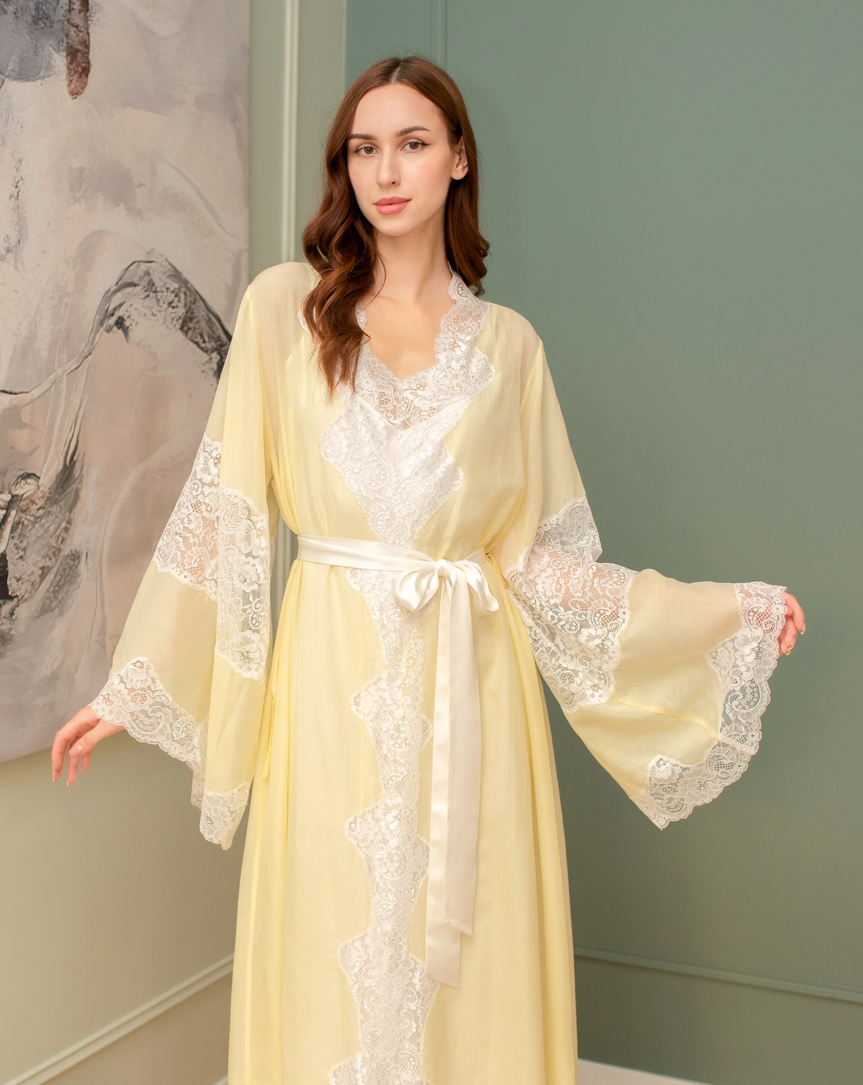 Mirabelle Silk Robe and Nightgown Set
