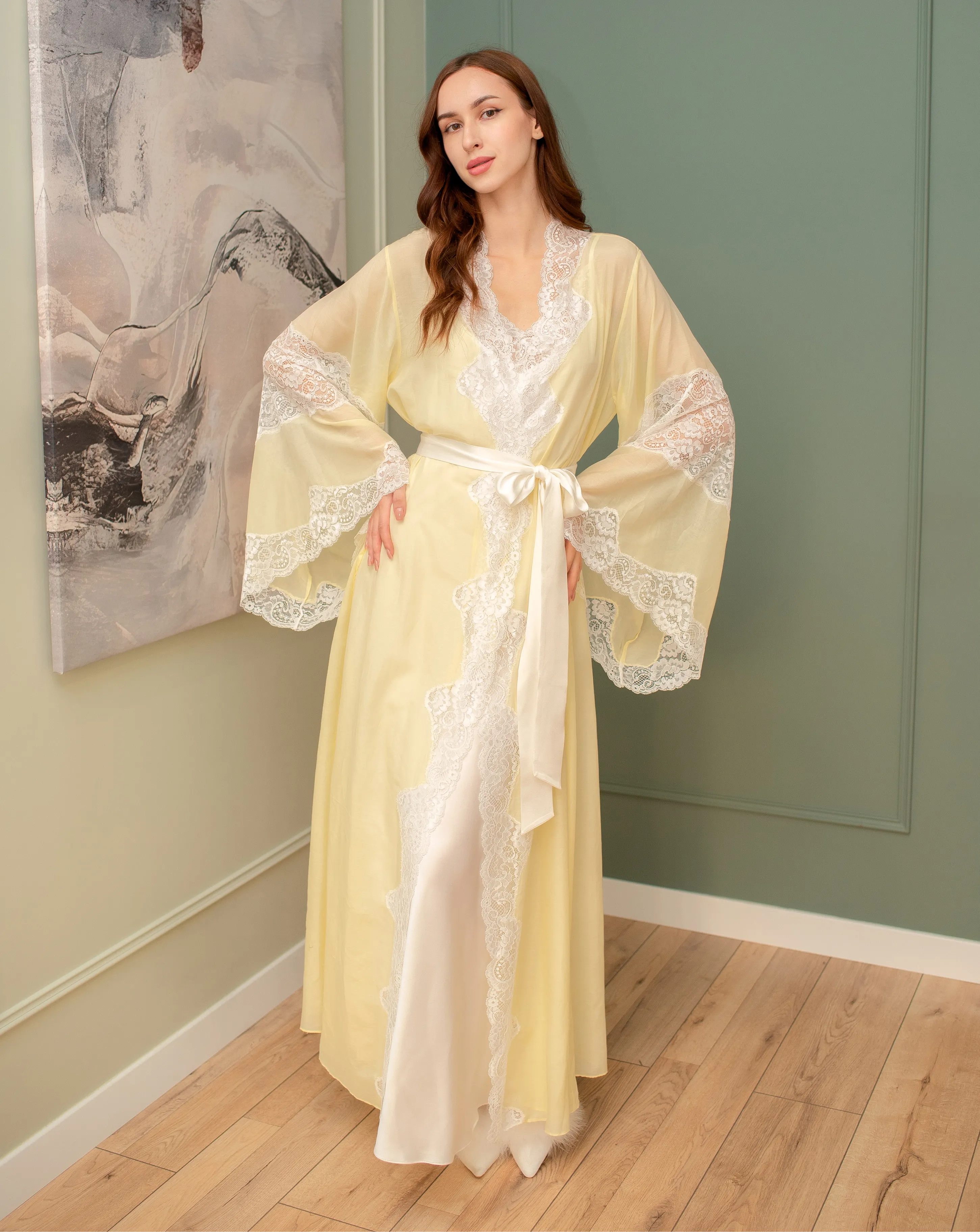 Mirabelle Silk Robe and Nightgown Set