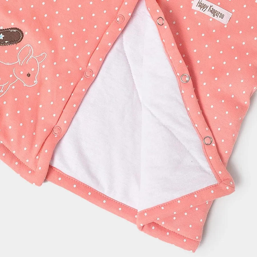 Misty Front Open Sweatshirt & Pajama Set Peach & Brown