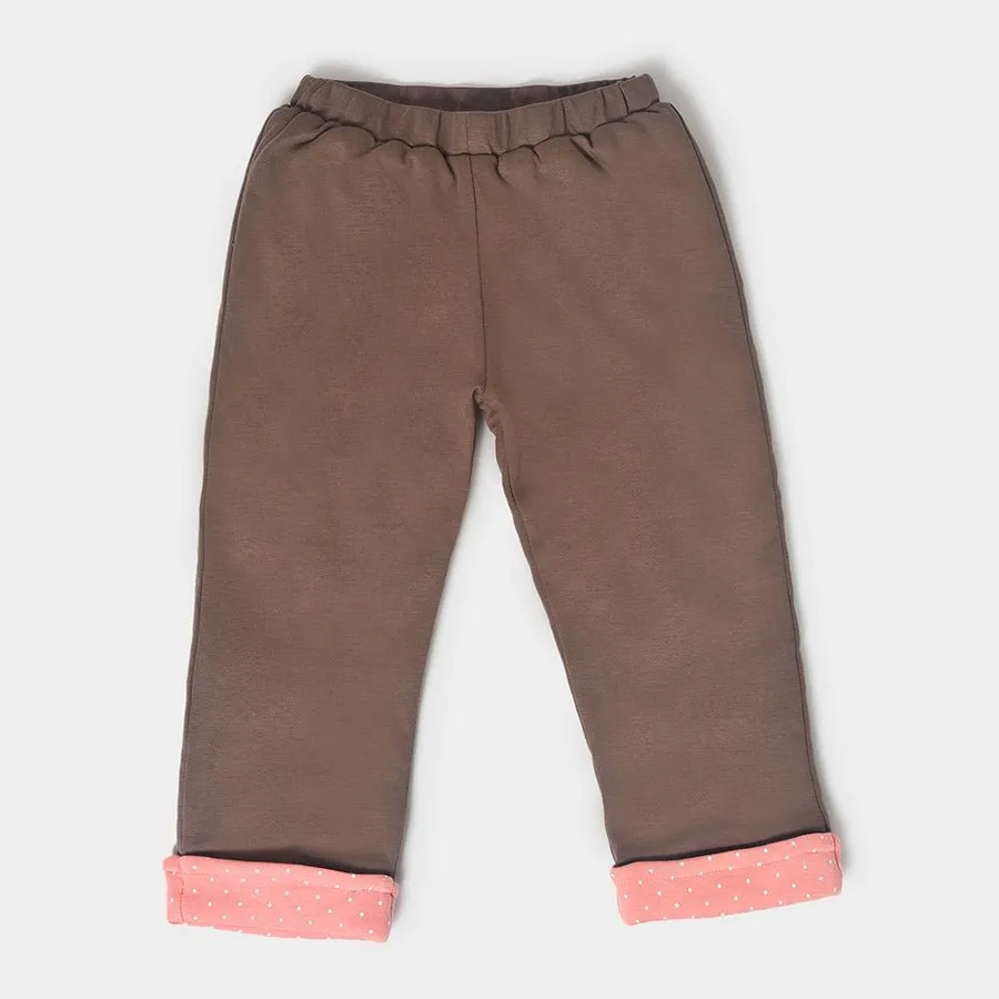 Misty Front Open Sweatshirt & Pajama Set Peach & Brown