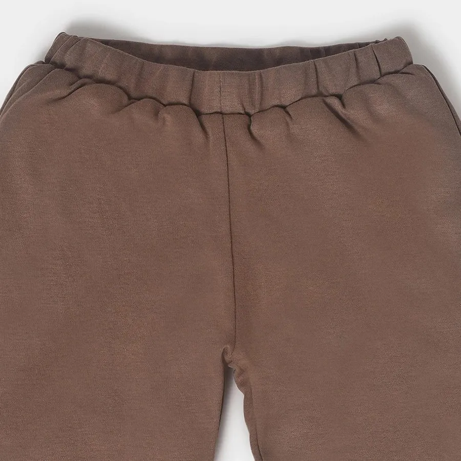 Misty Front Open Sweatshirt & Pajama Set Peach & Brown