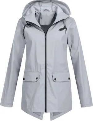 Mmoneyake Raincoat for Women Lightweight Waterproof Rain Jackets Outdoor Travel Hiking Windbreaker Long Hooded Trench Coats