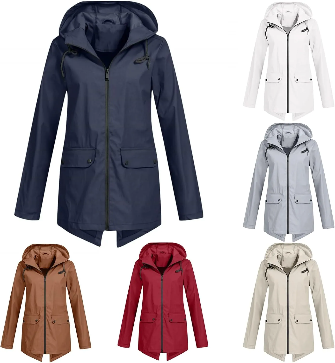Mmoneyake Raincoat for Women Lightweight Waterproof Rain Jackets Outdoor Travel Hiking Windbreaker Long Hooded Trench Coats