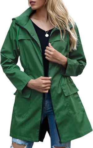 Mmoneyake Raincoats for Women with Hood Waterproof Windbreaker Rain Jacket Lightweight Climbing Outdoor Hooded Trench Coats
