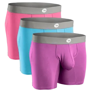 Modal 7in Boxer Briefs No Fly 3pk Red/Purple/Sky Blue