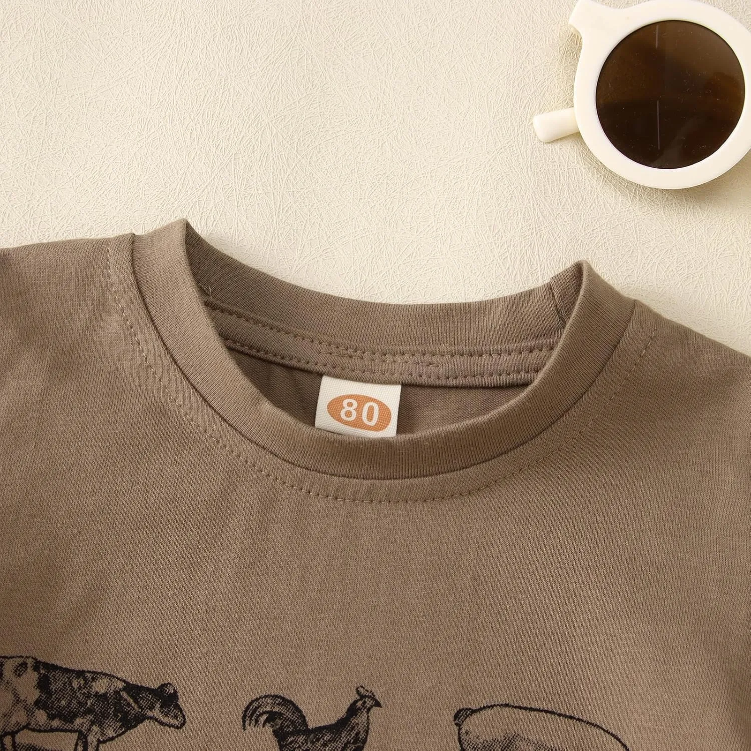 MODNTOGA Baby Boy Farm Shirt Short Sleeve Animals Graphic T-Shirt Kids Boy Cow Tops Toddler Funny Letter Print Tees