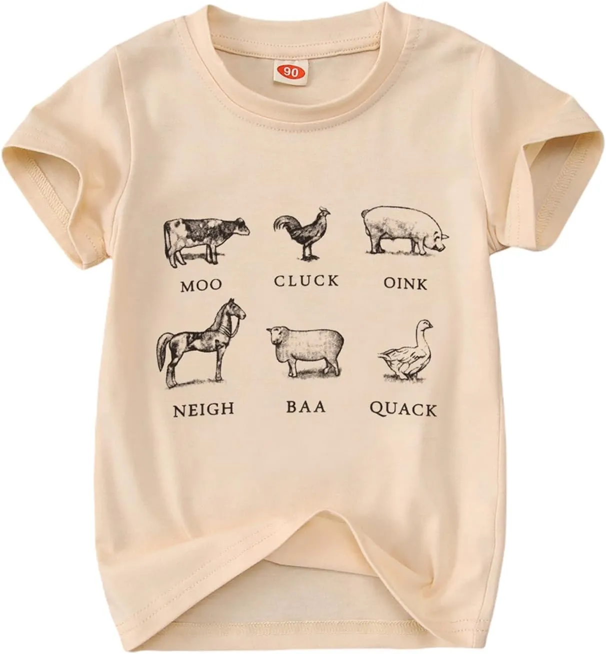 MODNTOGA Baby Boy Farm Shirt Short Sleeve Animals Graphic T-Shirt Kids Boy Cow Tops Toddler Funny Letter Print Tees
