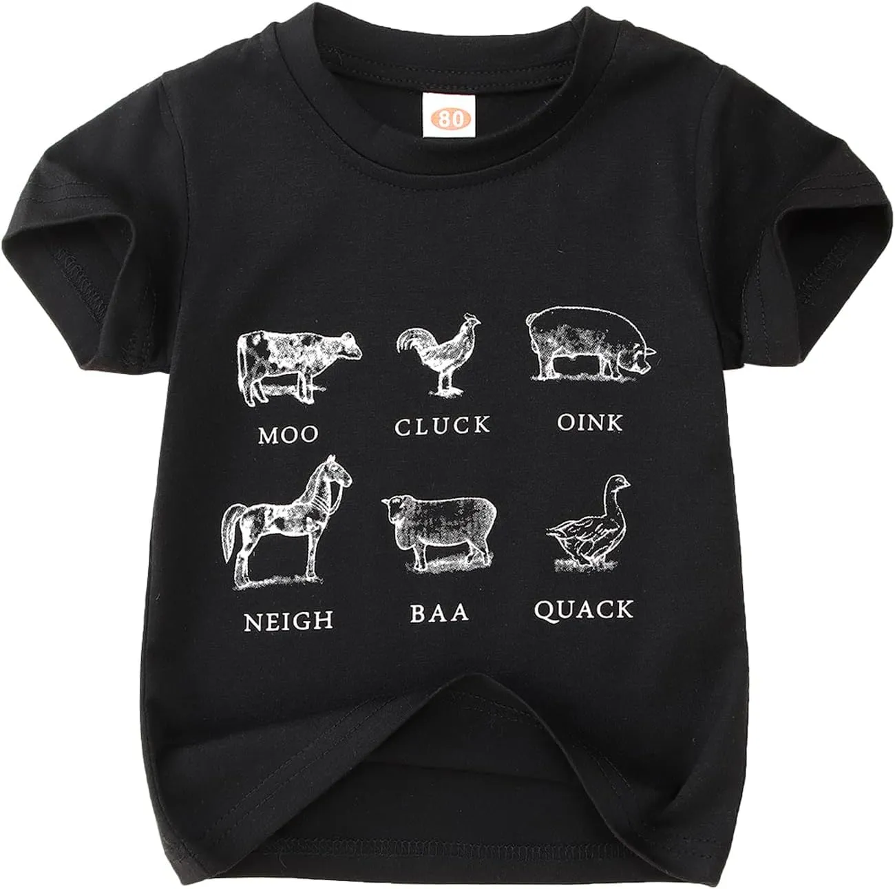 MODNTOGA Baby Boy Farm Shirt Short Sleeve Animals Graphic T-Shirt Kids Boy Cow Tops Toddler Funny Letter Print Tees
