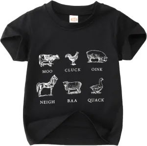 MODNTOGA Baby Boy Farm Shirt Short Sleeve Animals Graphic T-Shirt Kids Boy Cow Tops Toddler Funny Letter Print Tees