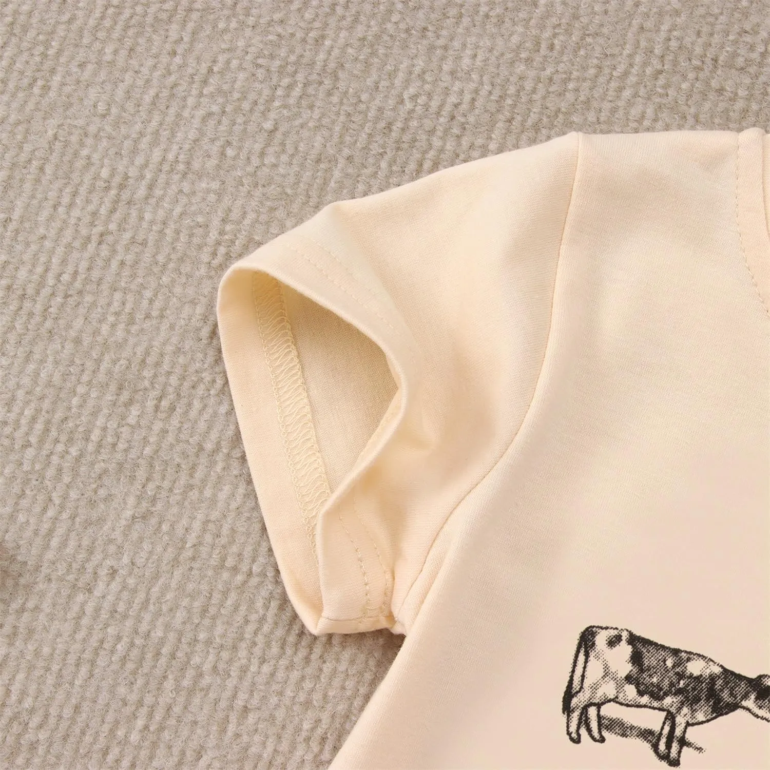 MODNTOGA Baby Boy Farm Shirt Short Sleeve Animals Graphic T-Shirt Kids Boy Cow Tops Toddler Funny Letter Print Tees