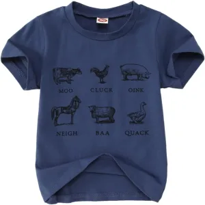 MODNTOGA Baby Boy Farm Shirt Short Sleeve Animals Graphic T-Shirt Kids Boy Cow Tops Toddler Funny Letter Print Tees