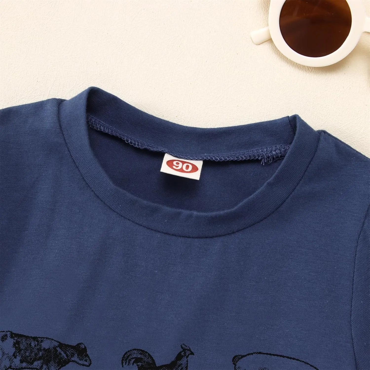 MODNTOGA Baby Boy Farm Shirt Short Sleeve Animals Graphic T-Shirt Kids Boy Cow Tops Toddler Funny Letter Print Tees