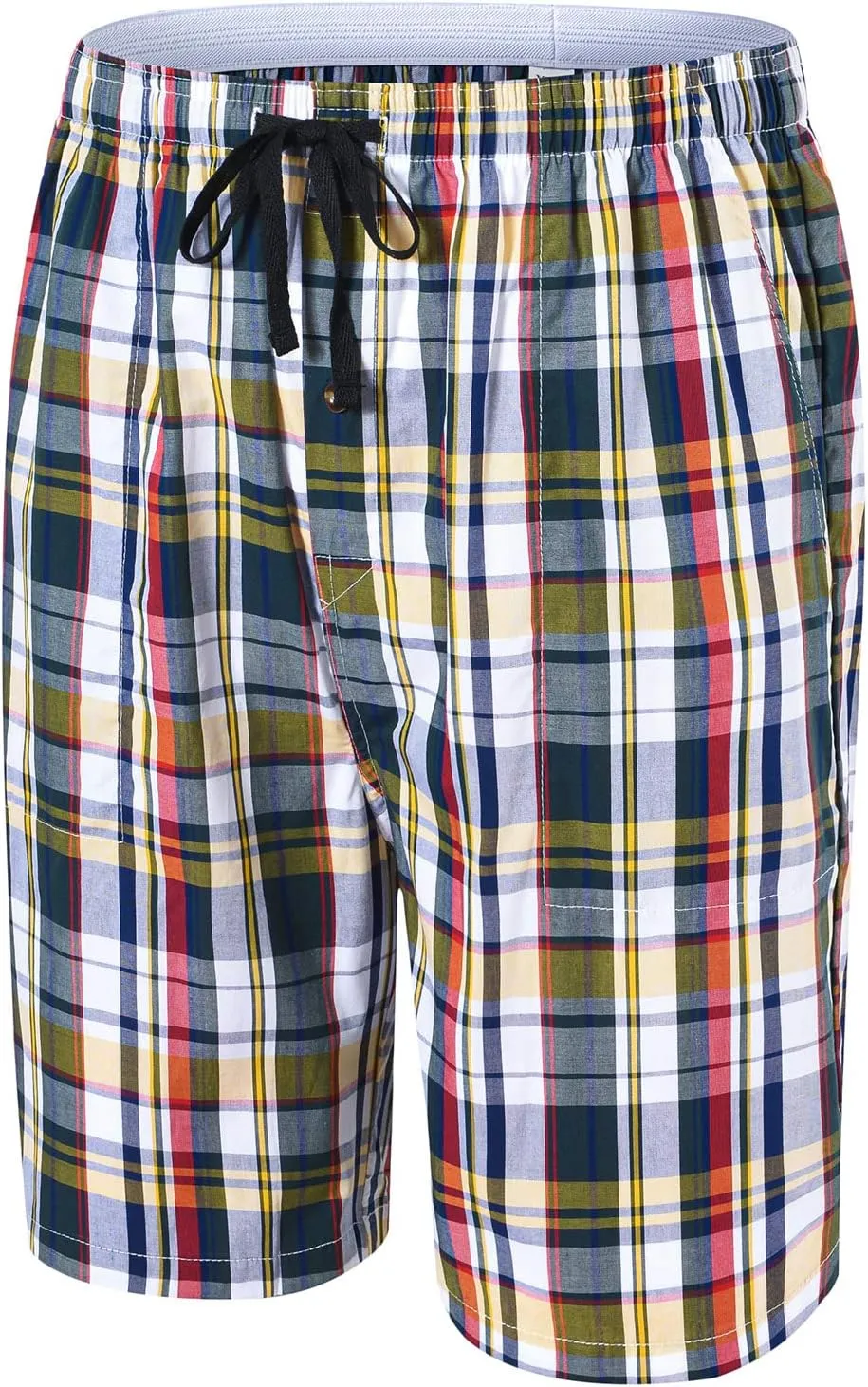 MoFiz Men's Plaid Pajama Shorts 3-Pack Cotton Sleep Lounge Shorts Lightweight Soft Summer Nightwear with Pockets Button Fly