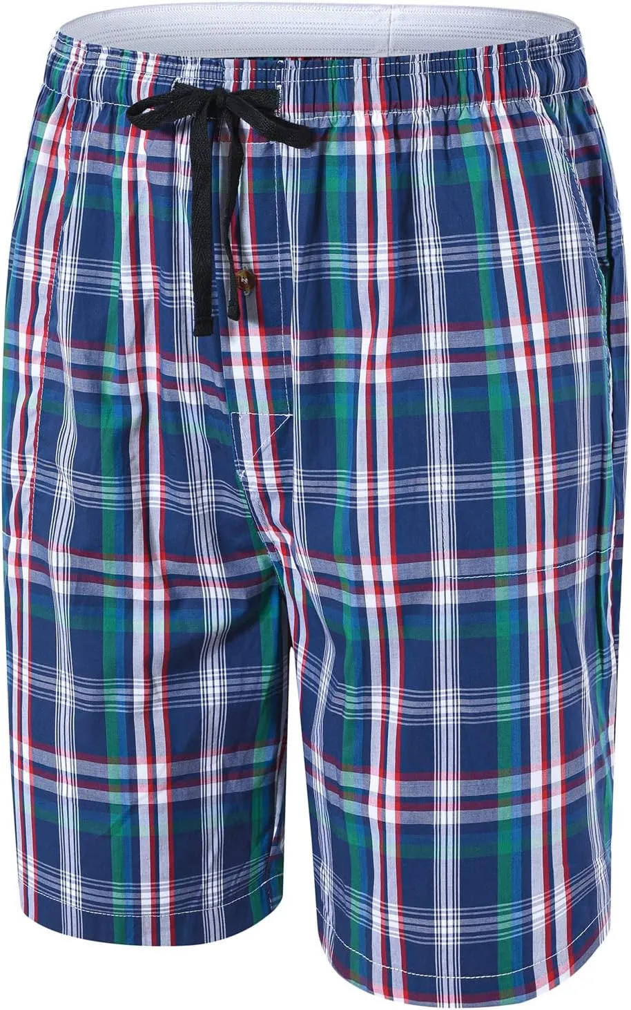 MoFiz Men's Plaid Pajama Shorts 3-Pack Cotton Sleep Lounge Shorts Lightweight Soft Summer Nightwear with Pockets Button Fly