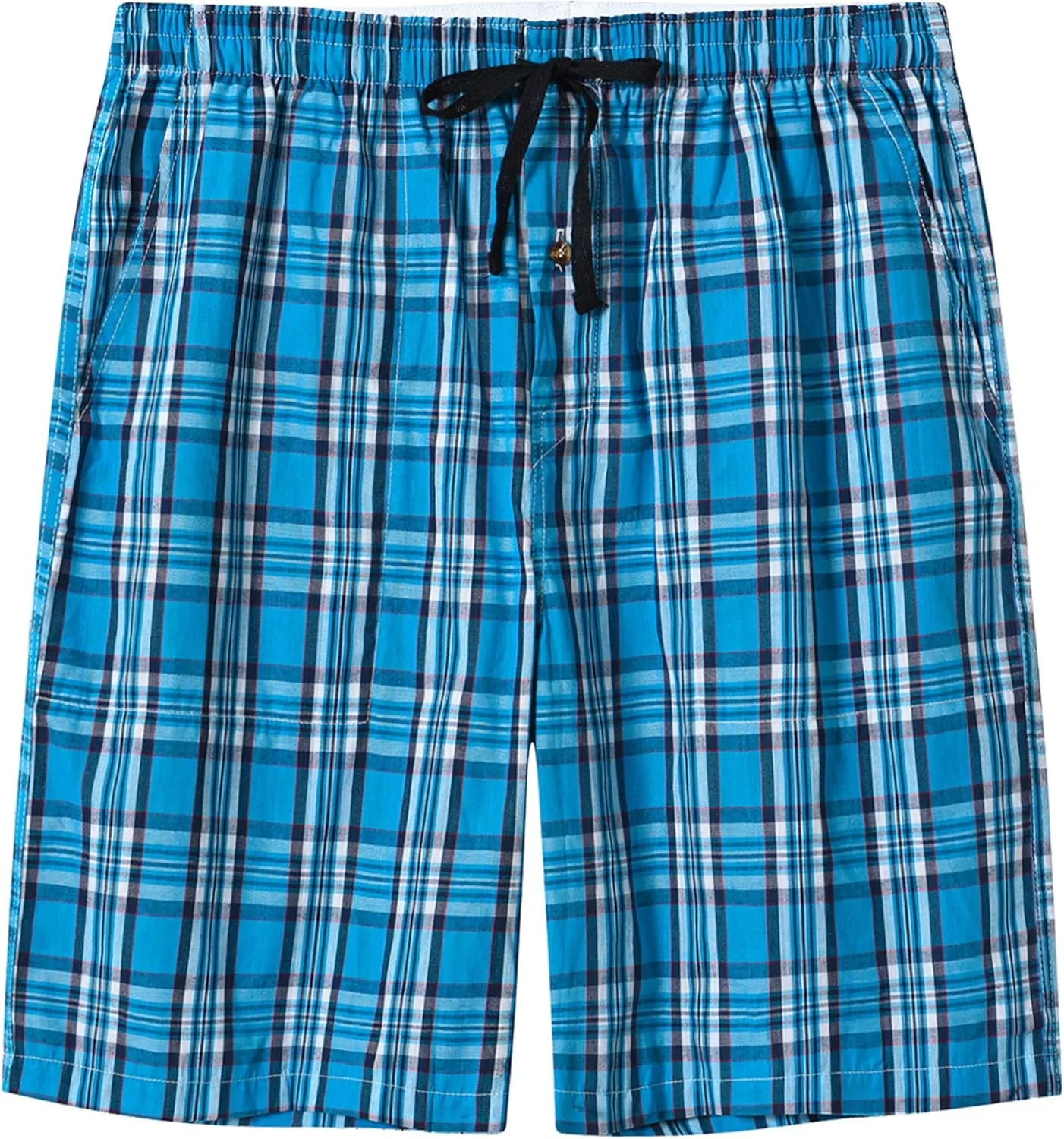 MoFiz Men's Plaid Pajama Shorts 3-Pack Cotton Sleep Lounge Shorts Lightweight Soft Summer Nightwear with Pockets Button Fly