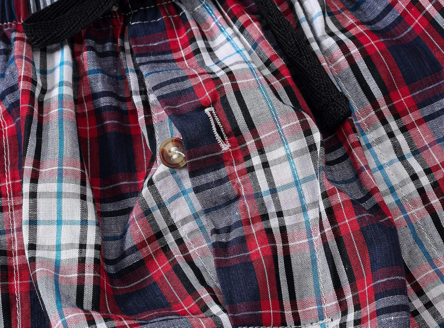 MoFiz Men's Plaid Pajama Shorts 3-Pack Cotton Sleep Lounge Shorts Lightweight Soft Summer Nightwear with Pockets Button Fly