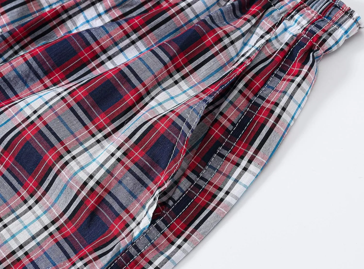 MoFiz Men's Plaid Pajama Shorts 3-Pack Cotton Sleep Lounge Shorts Lightweight Soft Summer Nightwear with Pockets Button Fly