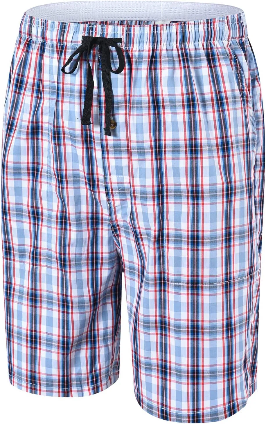 MoFiz Men's Plaid Pajama Shorts 3-Pack Cotton Sleep Lounge Shorts Lightweight Soft Summer Nightwear with Pockets Button Fly
