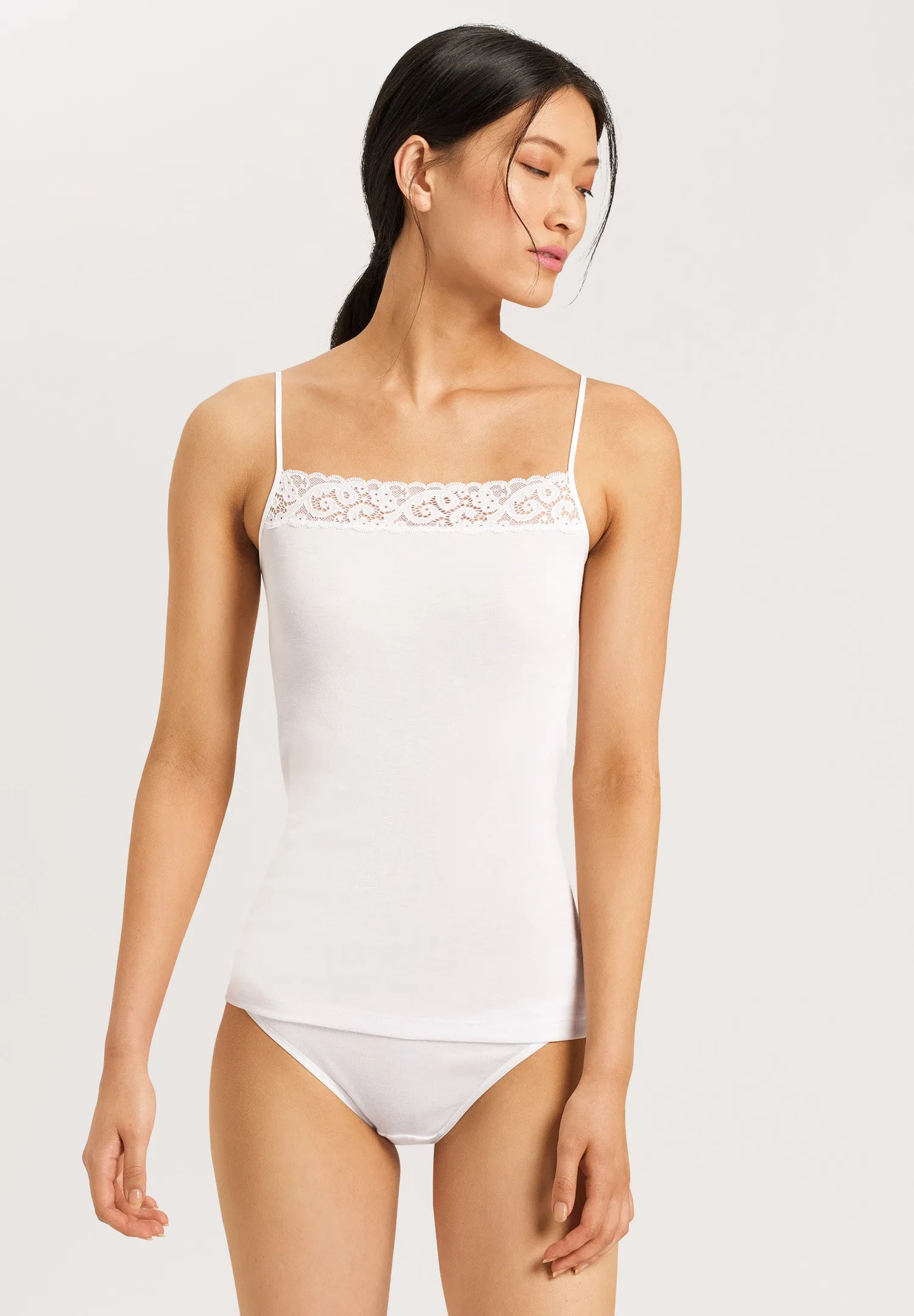 Moments Lace Trim Cotton Camisole | White 71484-101