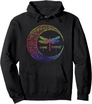 Moon Night Colorful Dragonflies Insect Dragonfly Pullover Hoodie