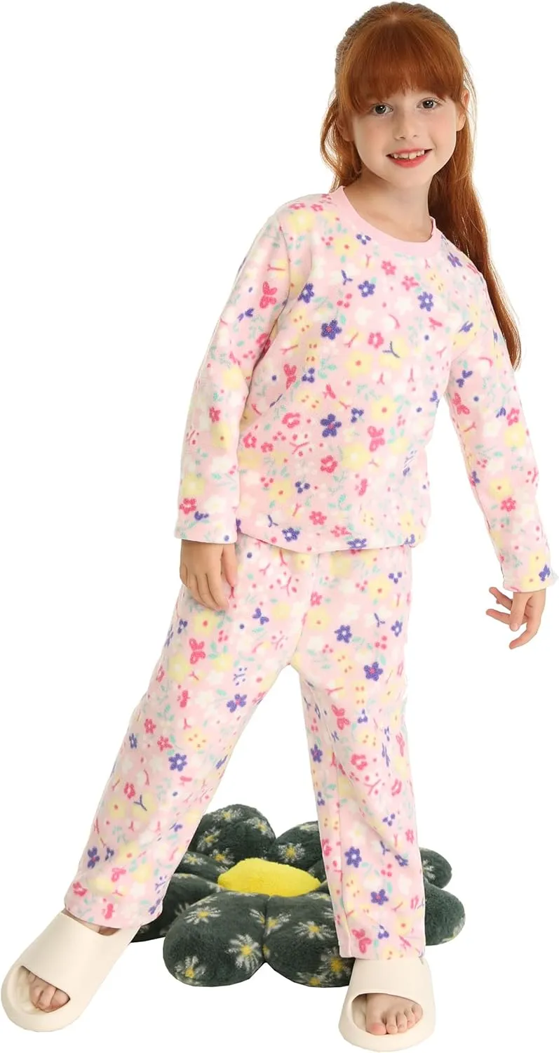Mud Kingdom Kids Pajamas Set Polar Fleece Long Sleeve Casual Warm Fall Winter Happy Halloween Black