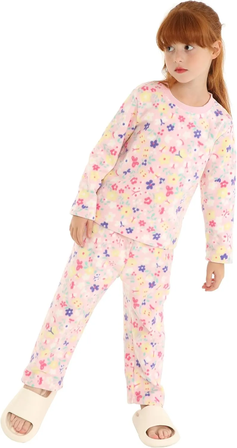 Mud Kingdom Kids Pajamas Set Polar Fleece Long Sleeve Casual Warm Fall Winter Happy Halloween Black