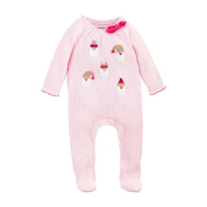 Mud Pie Kids Ribbed Santa with Pom-Pom Hat Pink Christmas Baby Girls 1 Pc Sleeper Set