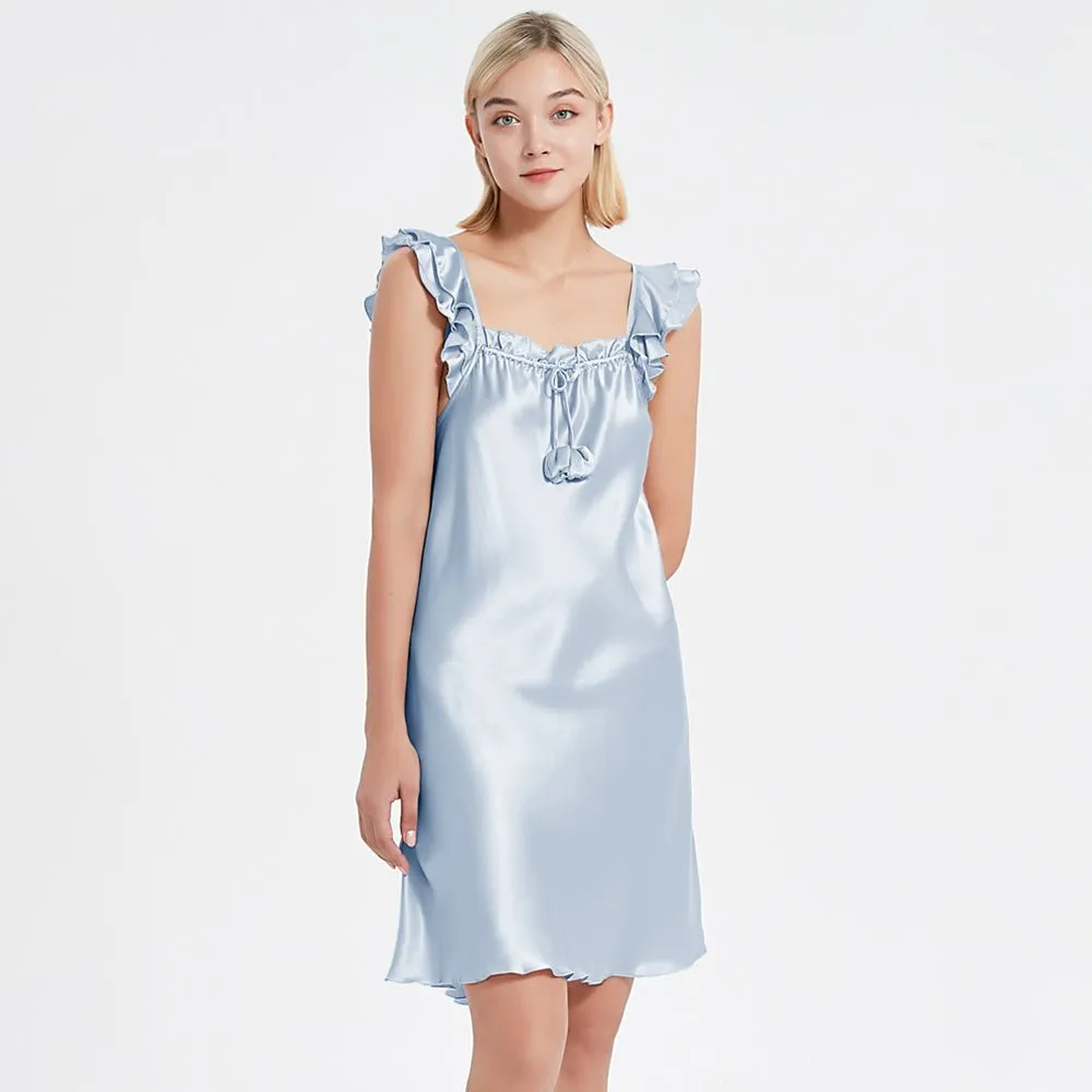 Mulberry Silk Nightdress SexyCute Silk sleeveless silk nightgown