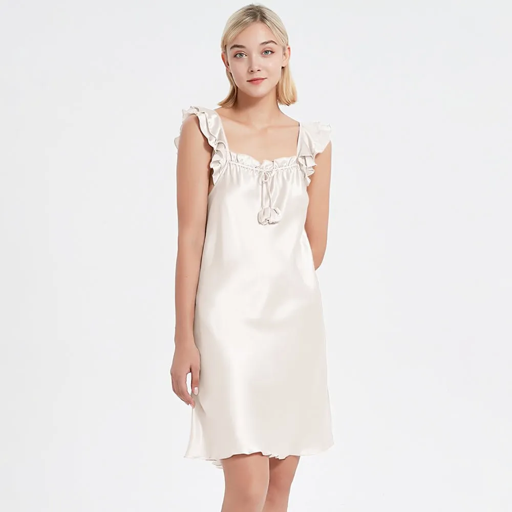 Mulberry Silk Nightdress SexyCute Silk sleeveless silk nightgown