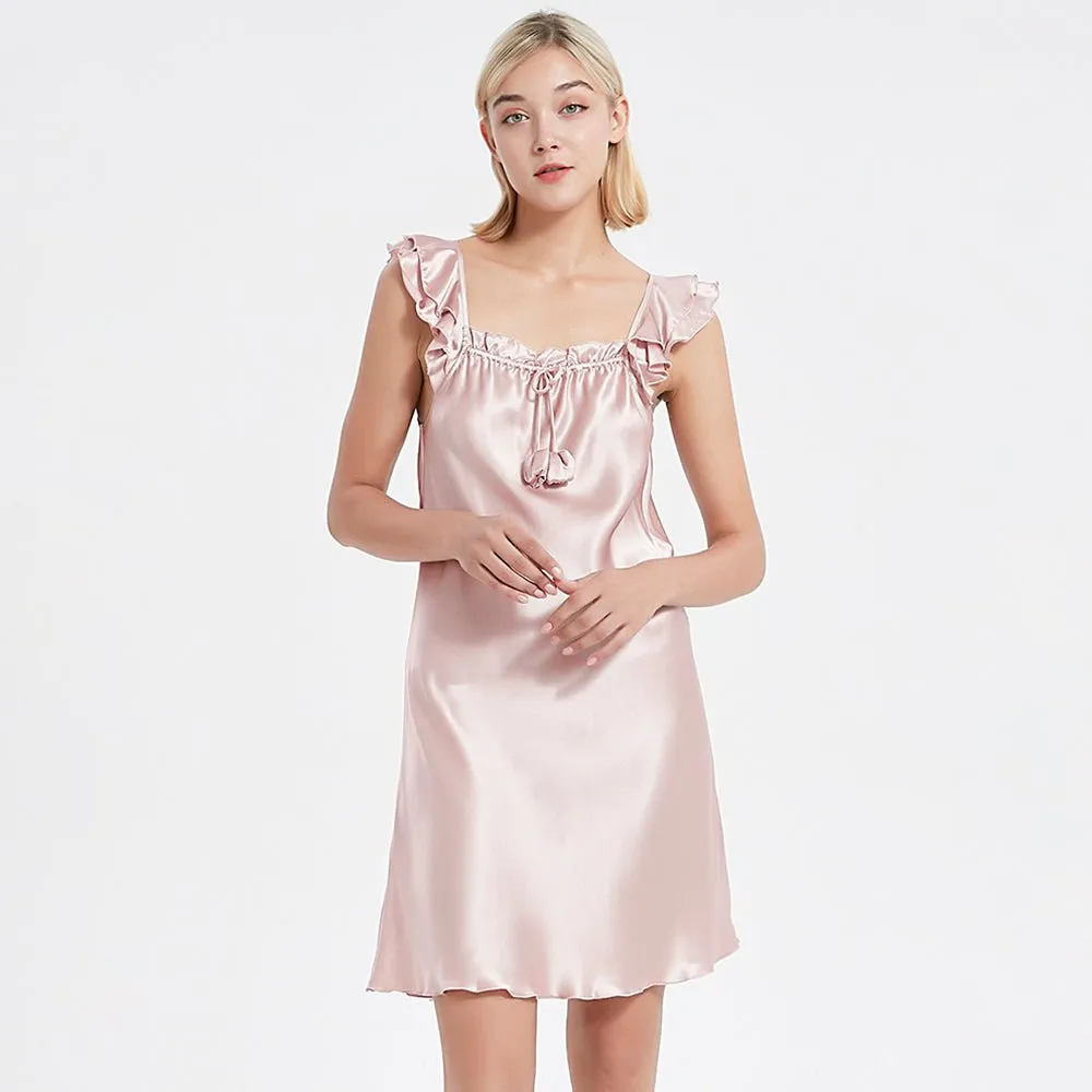 Mulberry Silk Nightdress SexyCute Silk sleeveless silk nightgown