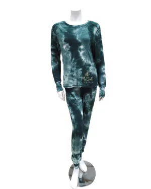 N-234N-235 Green Tie Dye Ribbed Modal Pajamas Set