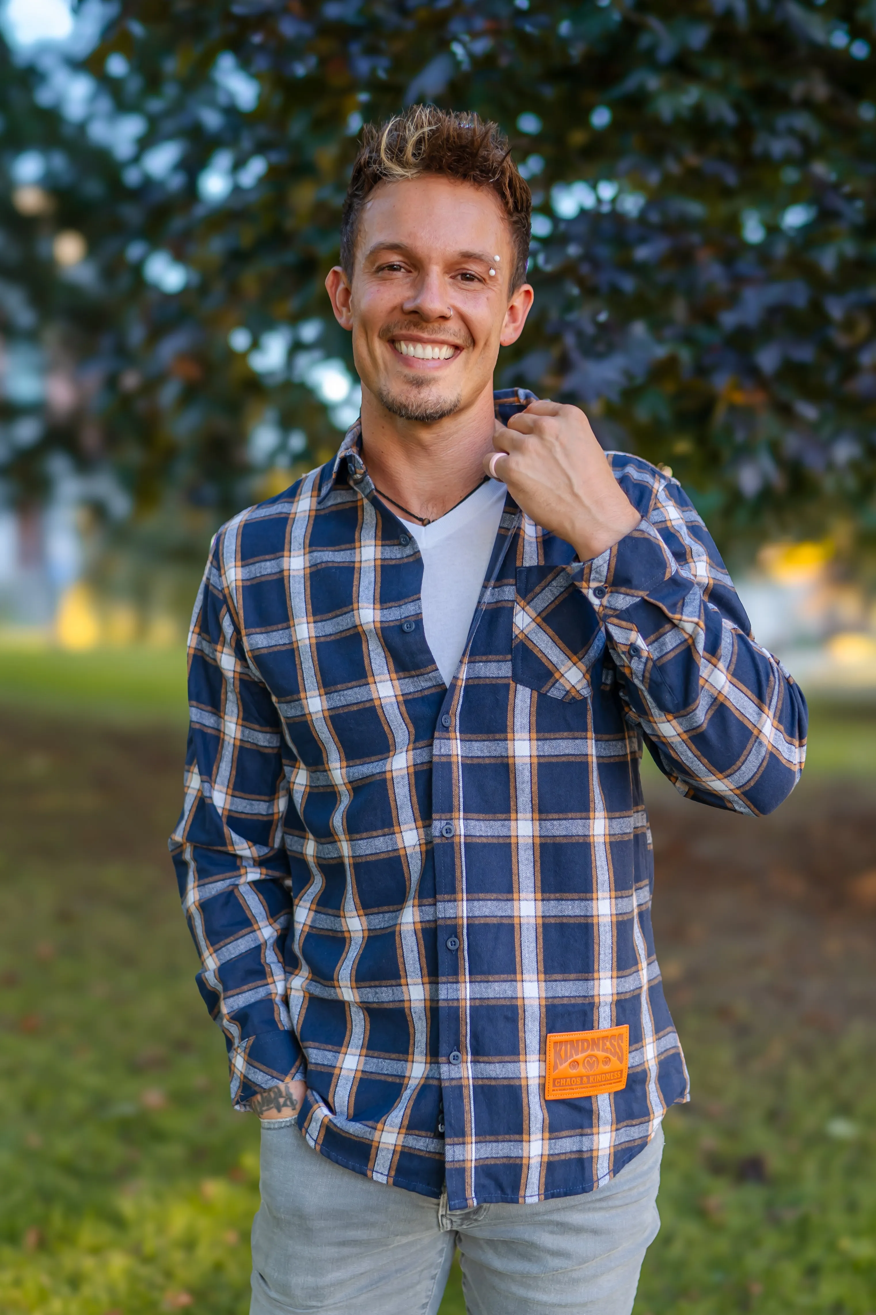 NAVY & ORANGE — UNISEX FLANNEL