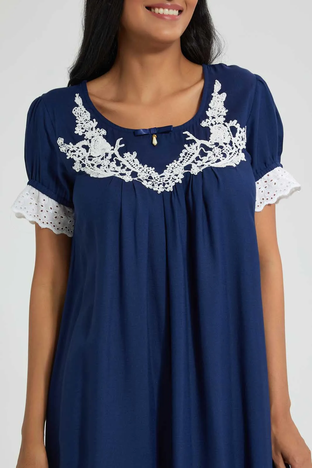 Navy Lace Nightgown
