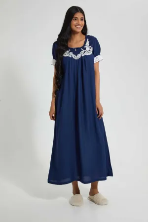 Navy Lace Nightgown