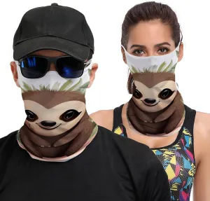 Neck Gaiter Cute Cartoon Sloth Face Mask for Travel Face Cover Scarf for Men Women Elastic Headbands Wind-proof Bandana for Skiing Fishing Hiking Cycling