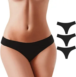 New Amazon Essentials Women Low Rise Sexy G-String No Show Bonded Breathable Underwear Sz L. Black, 3 pack
