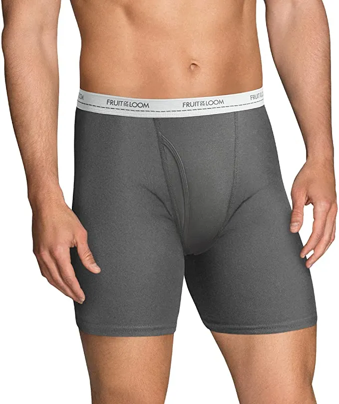 New Fruit of the Loom Mens Active Cotton Blend Lightweight Boxer Briefs, 8 Pack, Sz M!