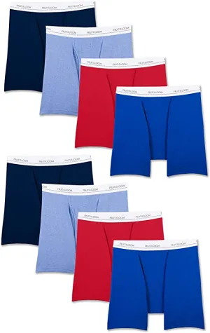 New Fruit of the Loom Mens Active Cotton Blend Lightweight Boxer Briefs, 8 Pack, Sz M!