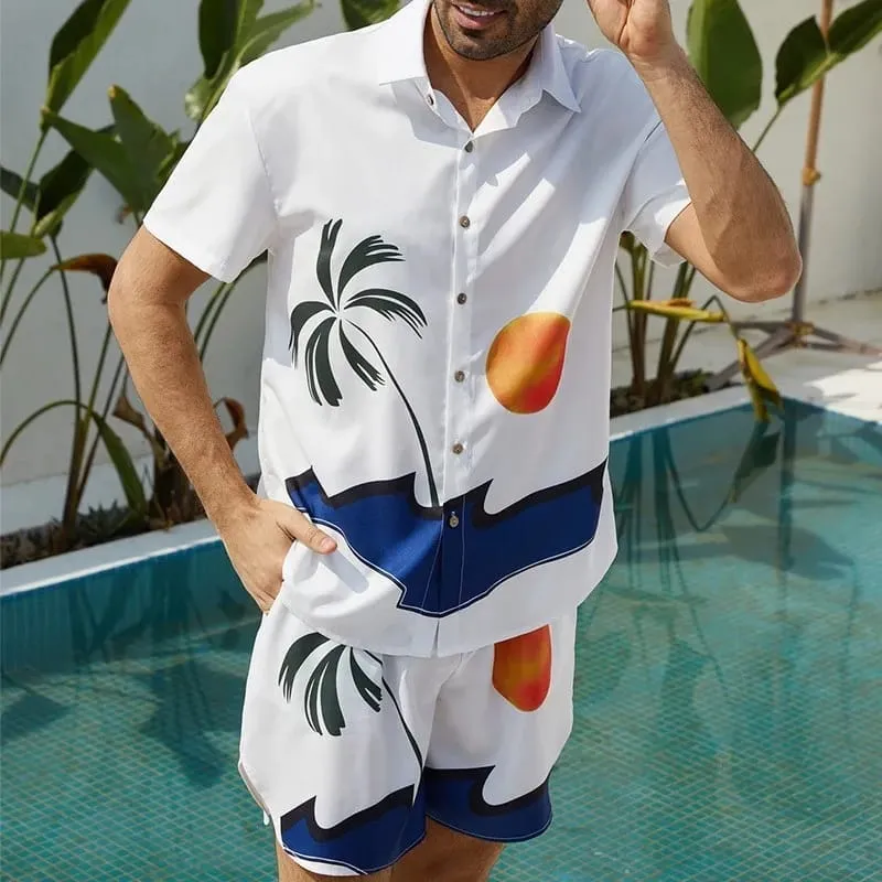 New Short Sleeve Shirt Set Hawaiian Men's Set 3D Printed Polo Collar Short Sleeve Casual Shirt Beach Shorts Summer Street L S3206830