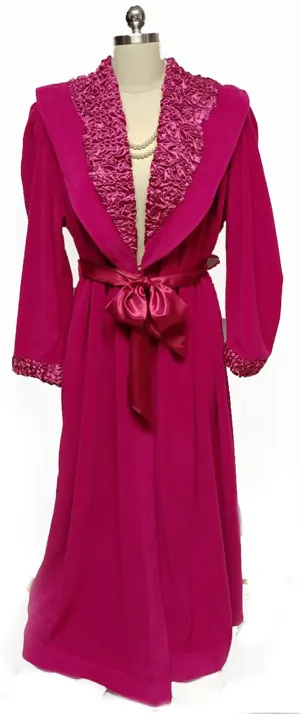 *NEW WITH TAG - VINTAGE MADE IN ITALY 1980s SATIN & VELOUR WRAP ROBE IN RUBY -  SIZE LARGE - #2 - WOULD MAKE A WONDERFUL BIRTHDAY OR CHRISTMAS PRESENT!