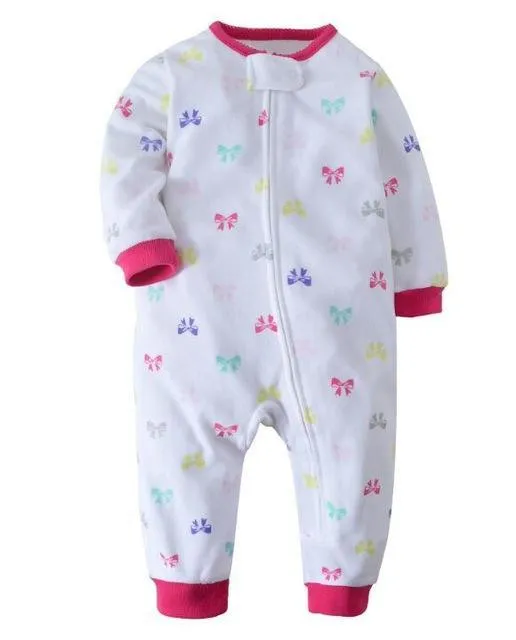 Newborn Baby Unisex Jumpsuit Pajamas Collar Fleece Clothes