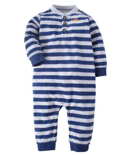 Newborn Baby Unisex Jumpsuit Pajamas Collar Fleece Clothes