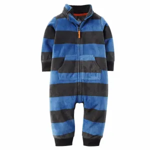 Newborn Baby Unisex Jumpsuit Pajamas Collar Fleece Clothes