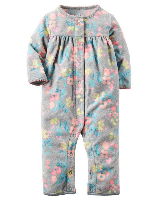 Newborn Baby Unisex Jumpsuit Pajamas Collar Fleece Clothes